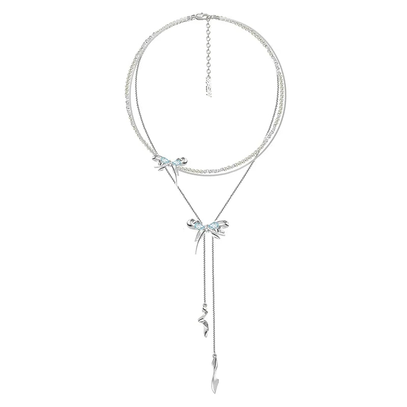 Blue Butterfly Pearl Necklace