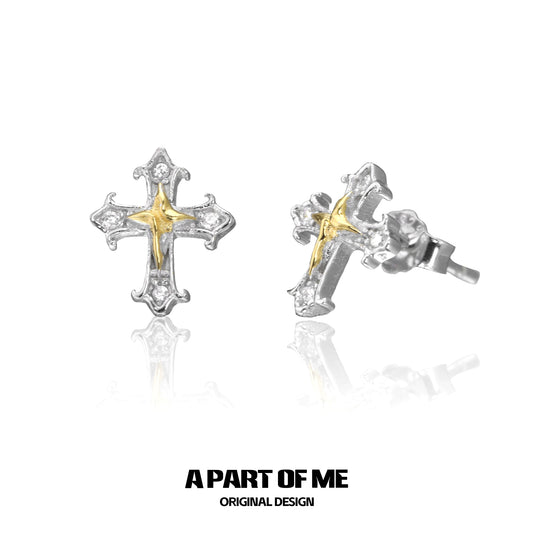 Diamond-set Cross Earrings