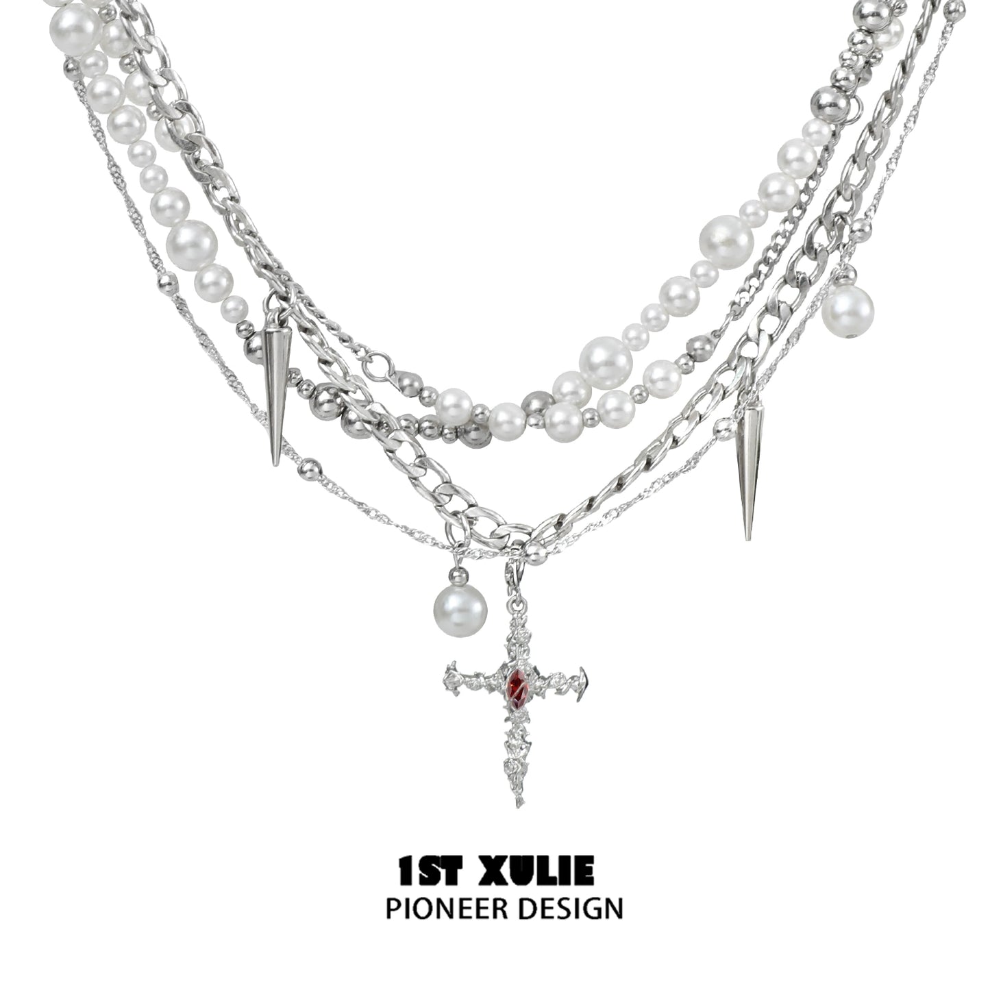 Eternal Cross Pearl Cascade Necklace