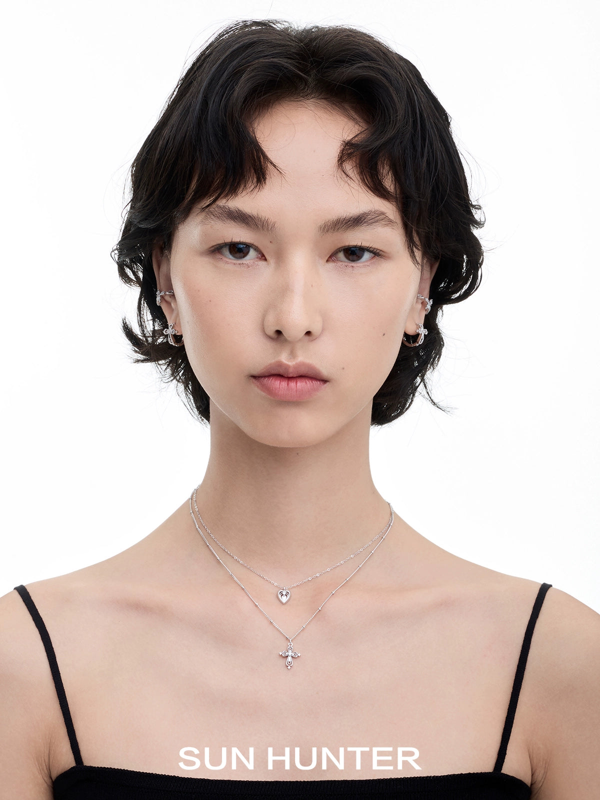 Heart Cross Double Layer Necklace