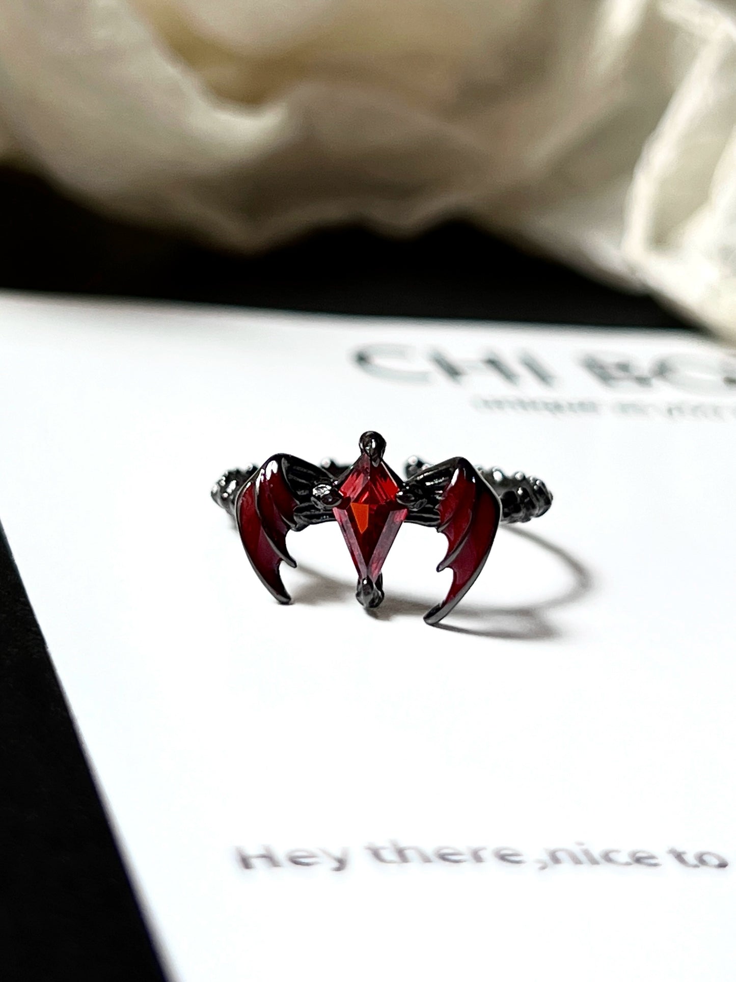 "Dragon Shadow" Red Zircon Ring