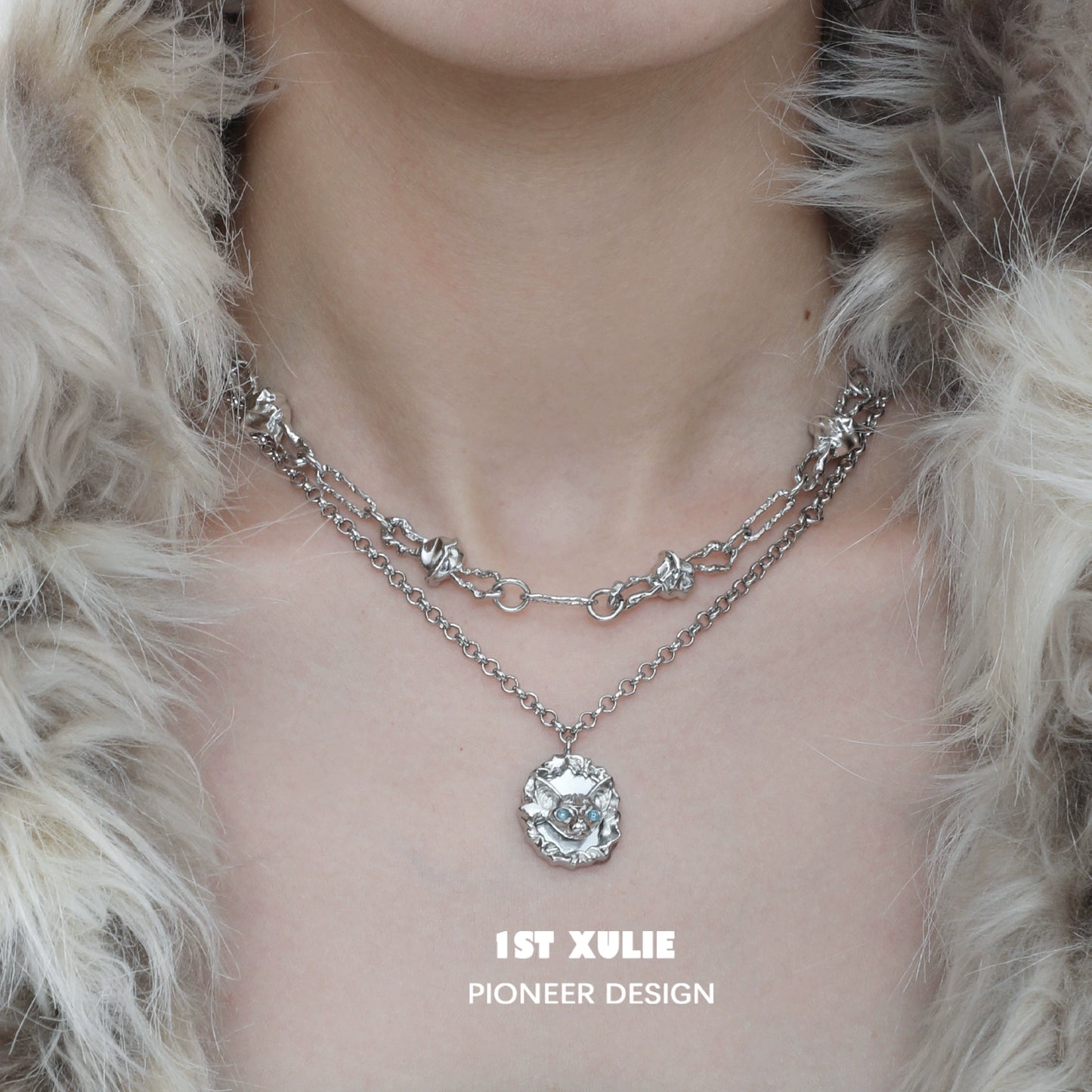 Fierce Crowned Cat Clavicle Chain