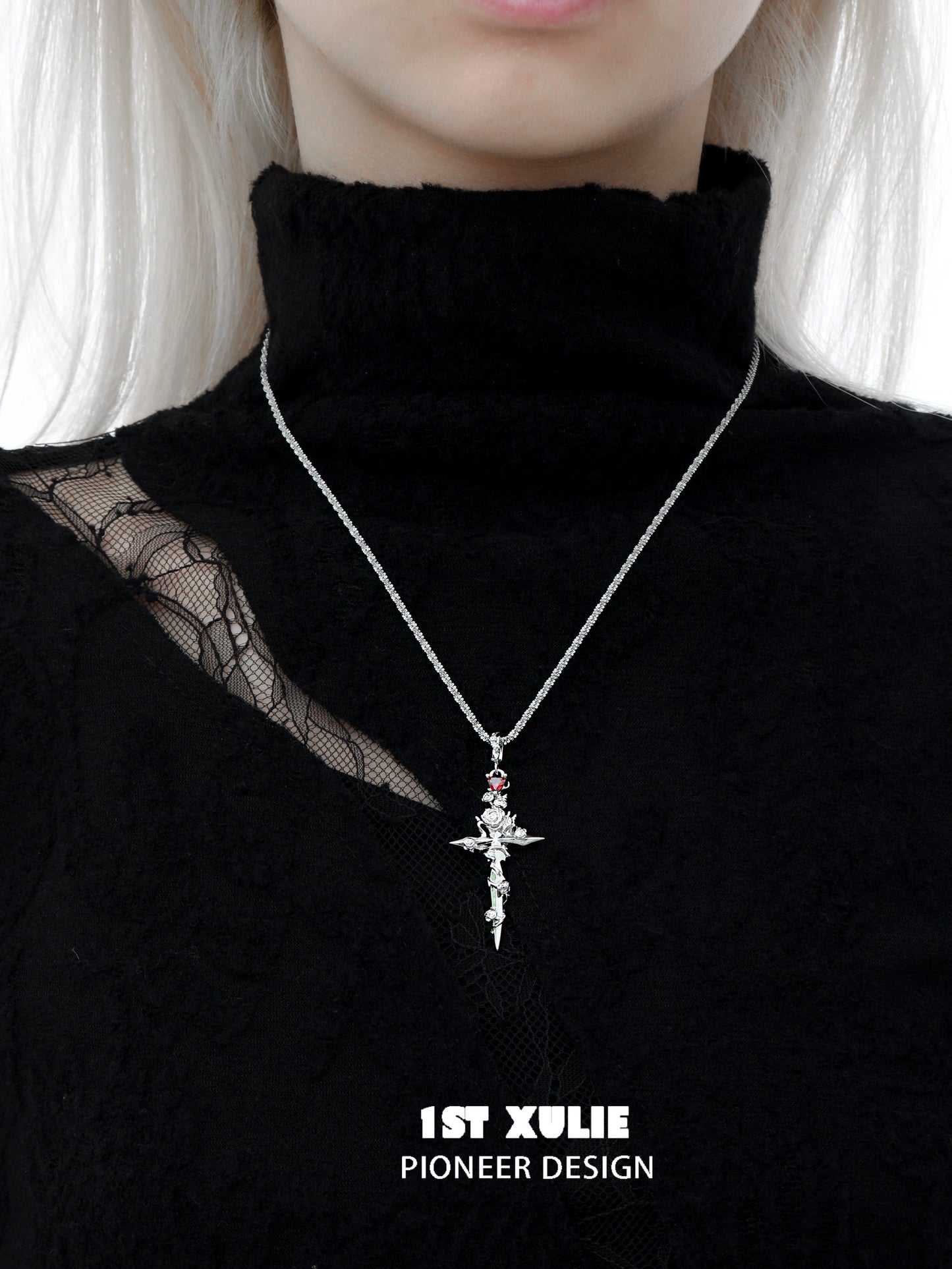 Diablo Rose Cross Necklace