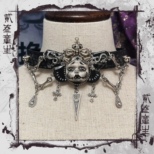 Choker-Ersan Tongsheng original handmade belt collarbone chain subculture punk style y2k dark babes goth style men and women