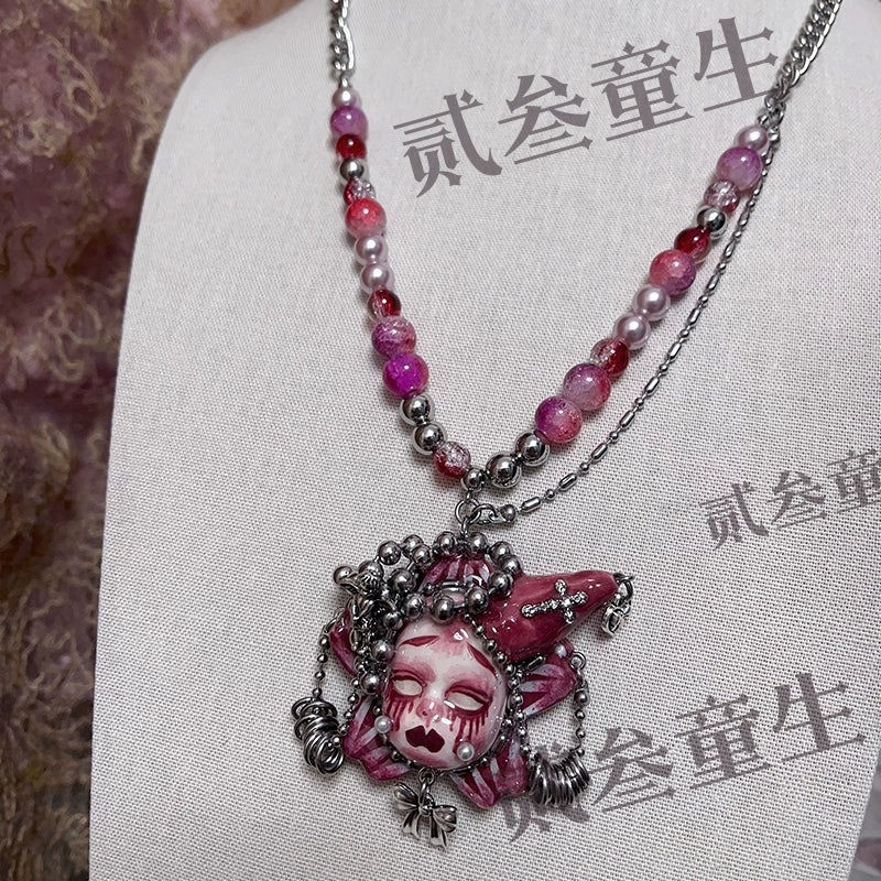 Necklaces-Ersan Tongsheng Original Handmade Necklace Spice Girl Sweet Cool Futuristic Subculture Niche High-end Light Luxury Heavy Industry Tide