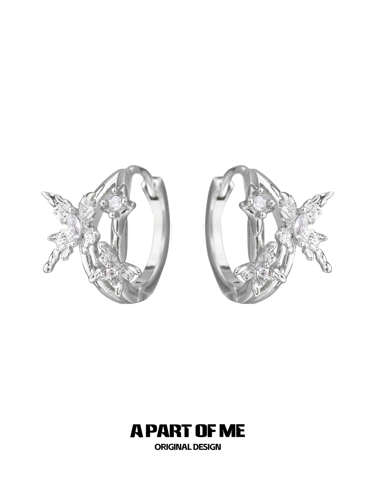 Diamond-Set Butterfly Ear Buckles