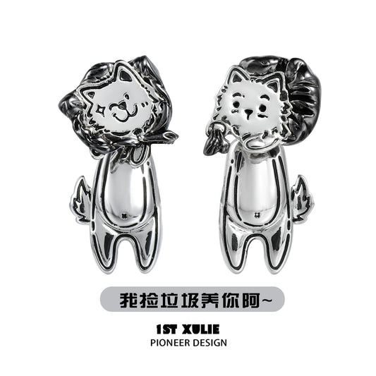 Joyful Pup Love Silver Earrings