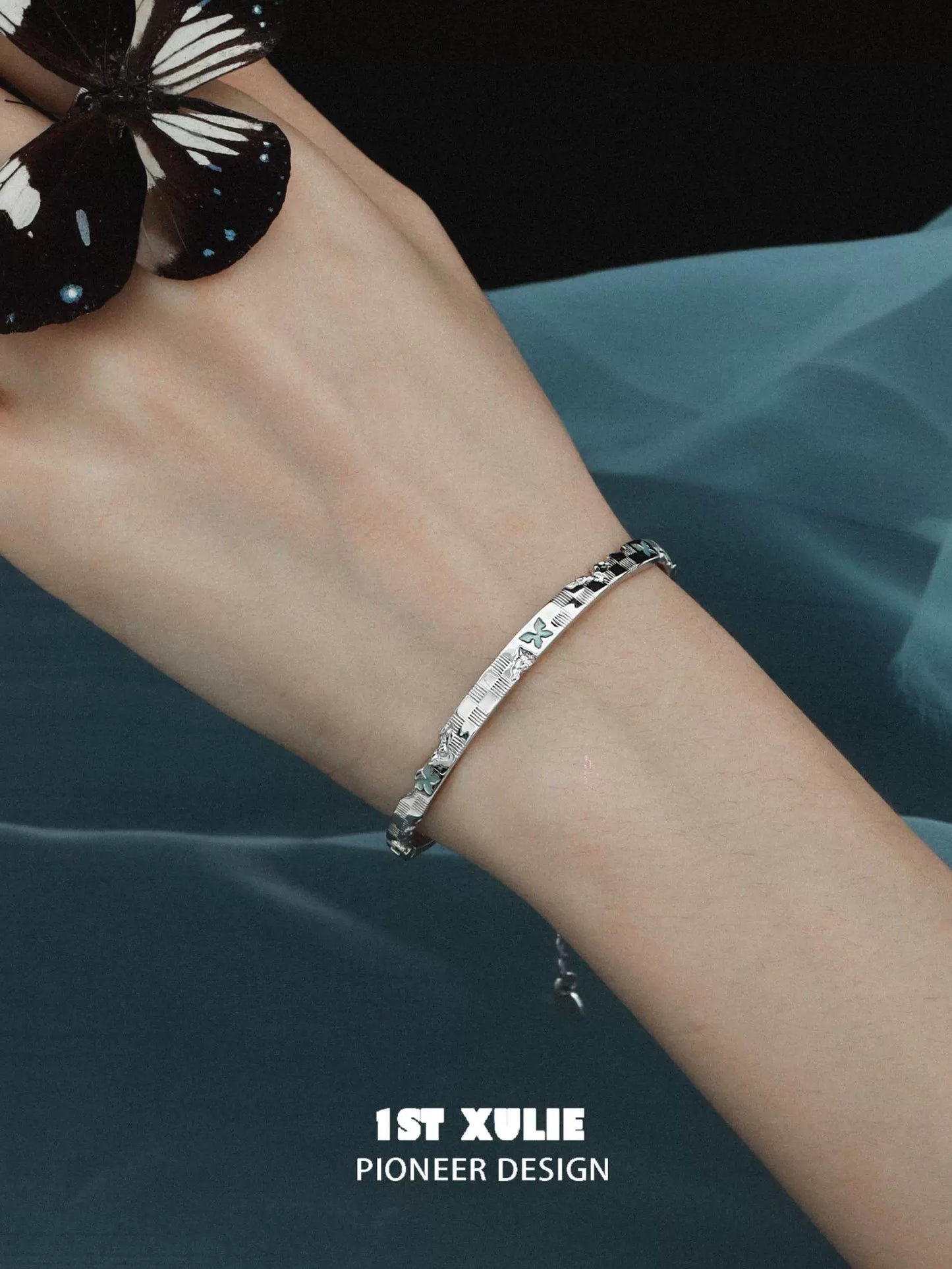 Dreamy Blue Butterfly Silver Bracelet