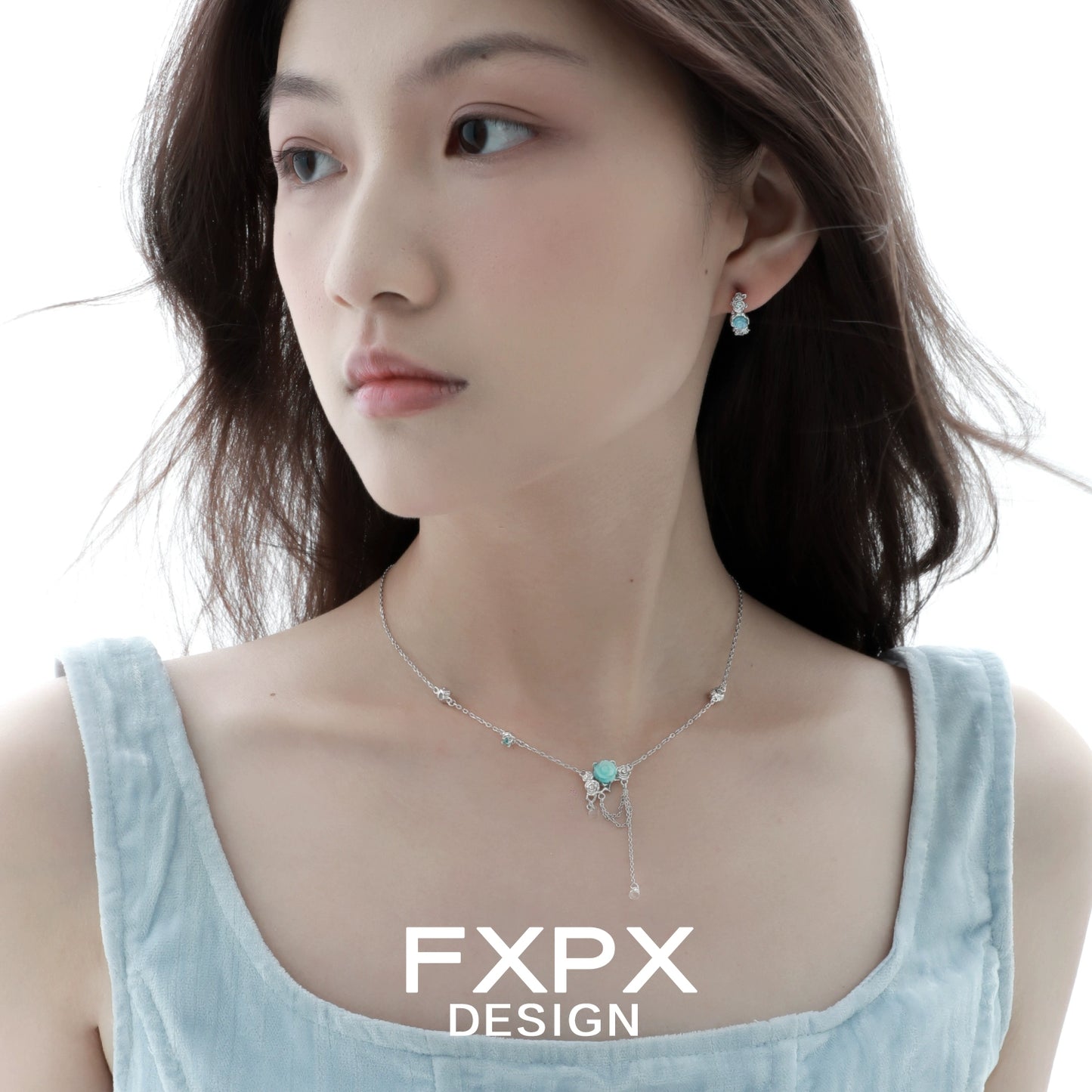 Light Blue Rose Pendant