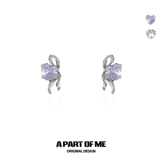 Purple Bow Love Diamond Earrings