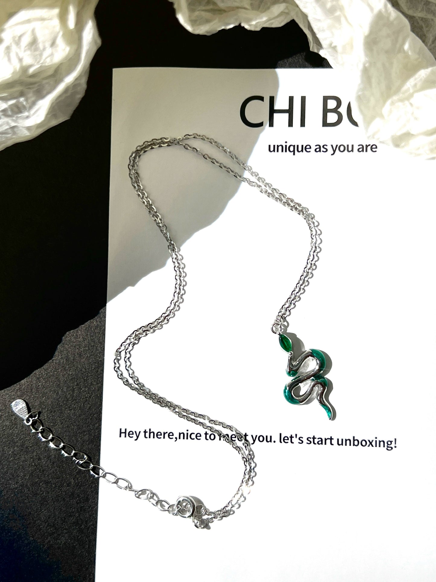 "Green Snake Dreams" Zircon Necklace