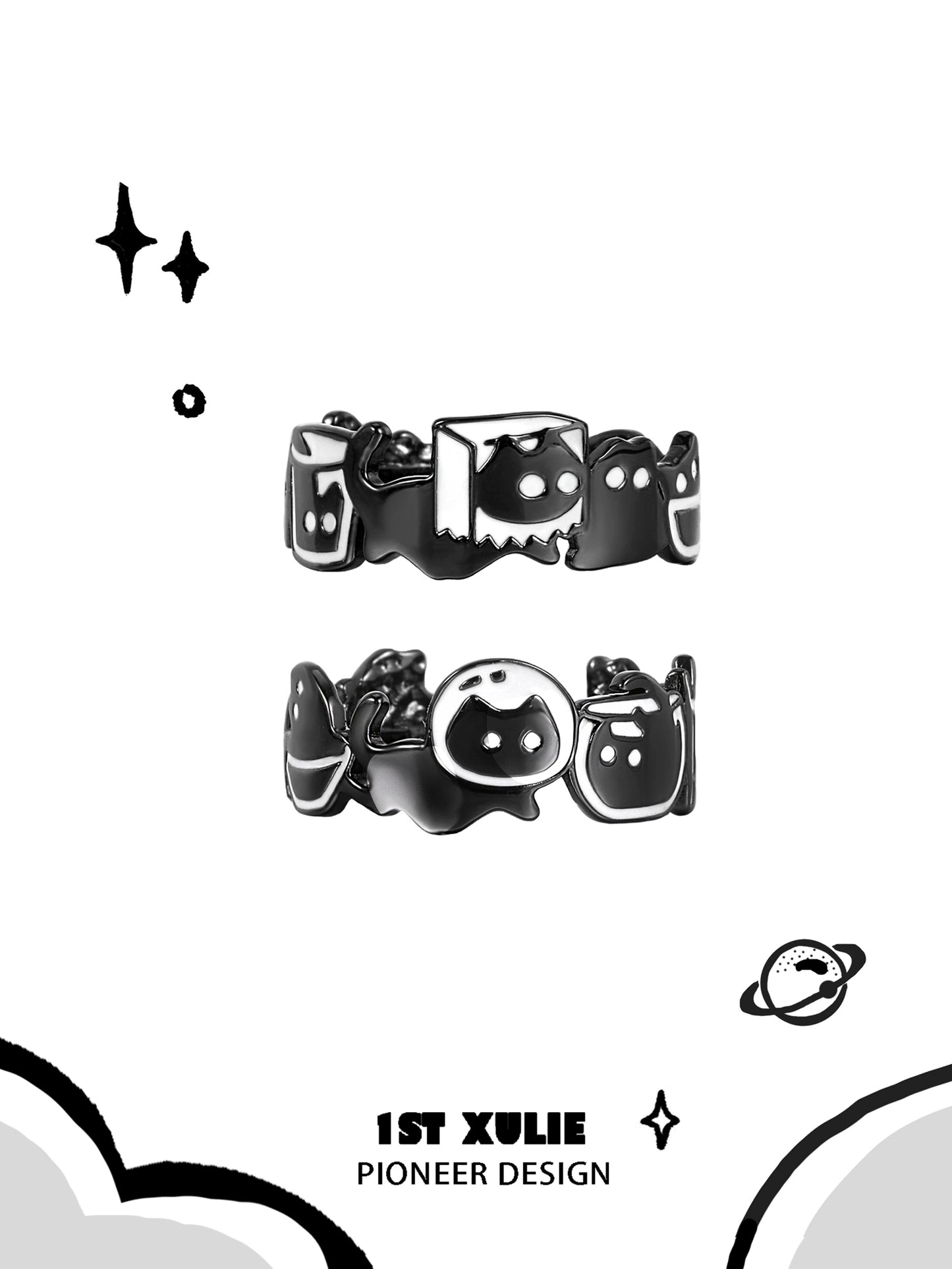 Y2K Mischievous Black Cat Ring