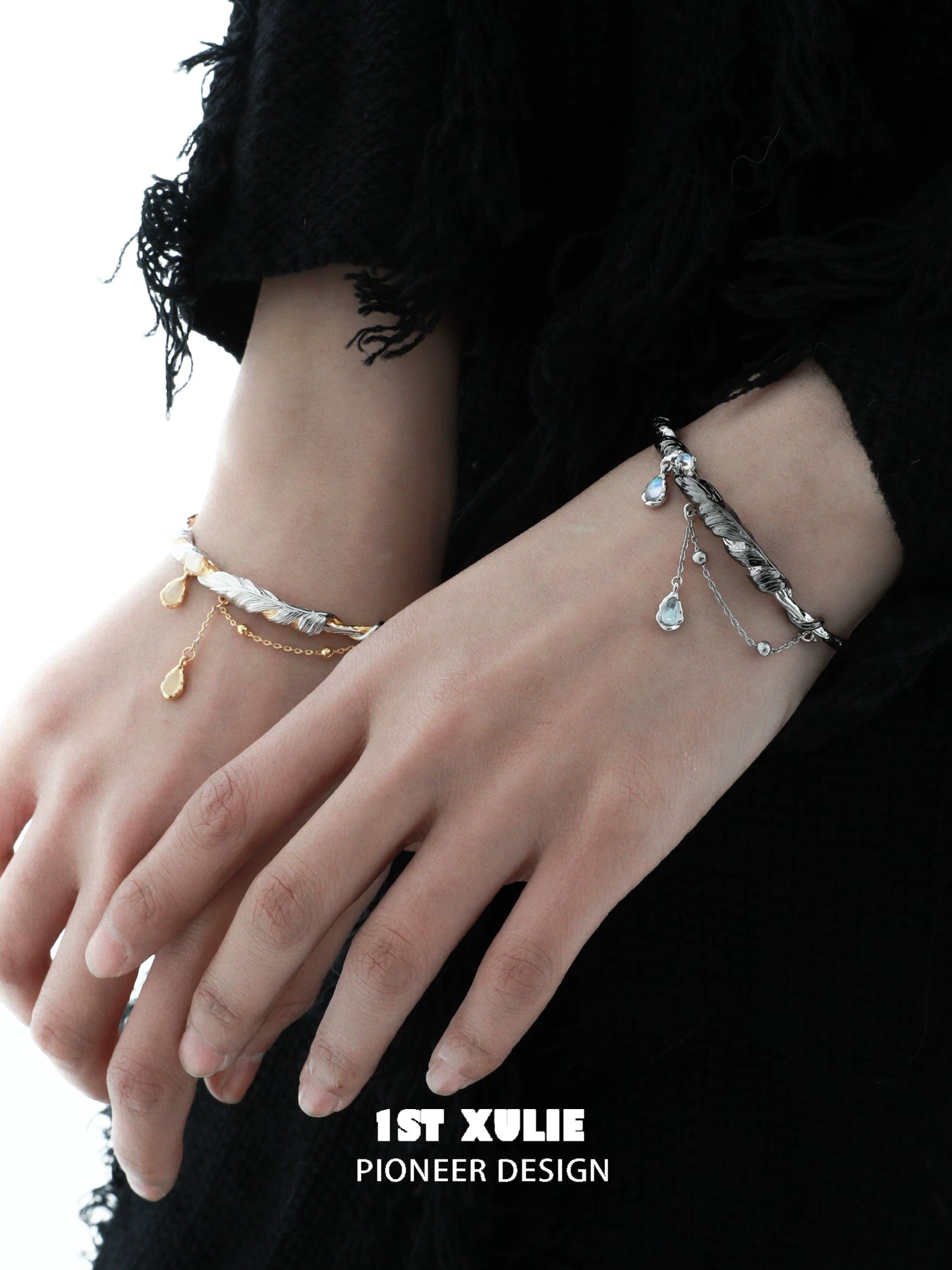 Black & Gold Feather Couple Bracelet