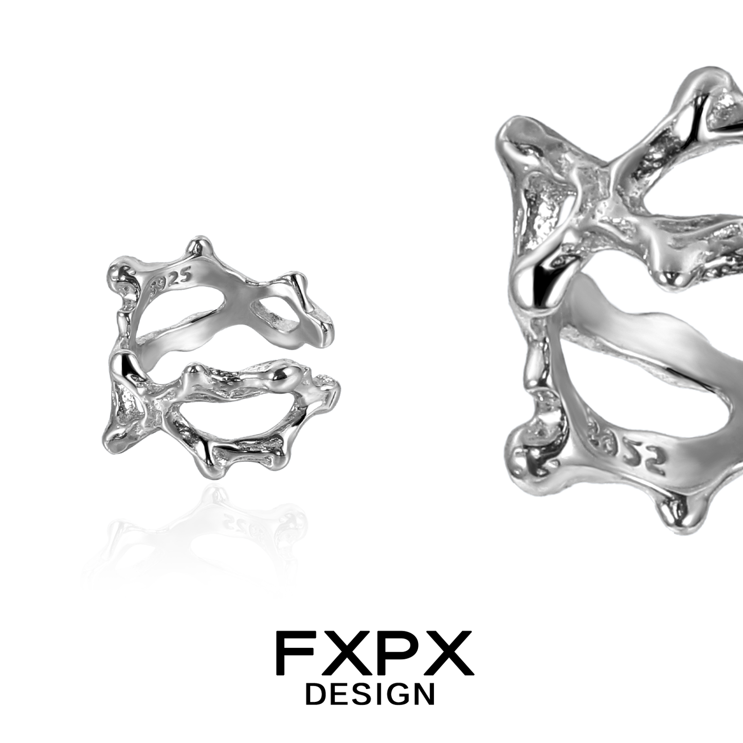 Special-Shaped Texture Silver Ear Cuff