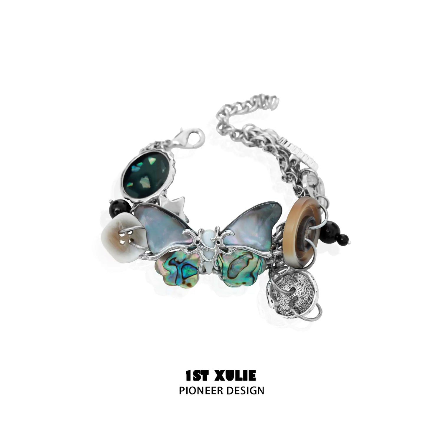 Retro Punk Butterfly Button Bracelet
