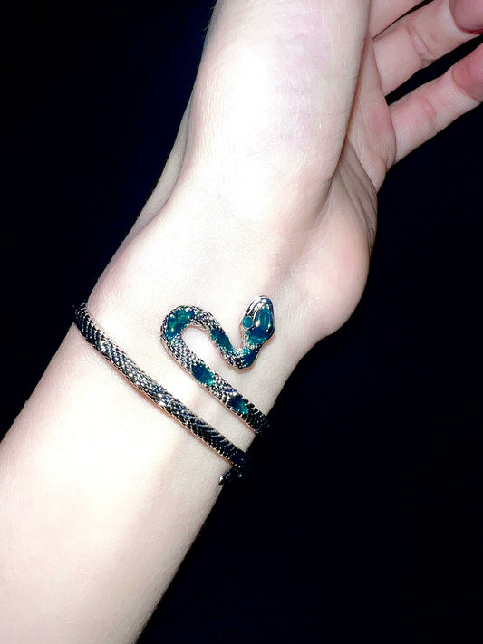 "Green Wrapped Snake" Gothic Bracelet