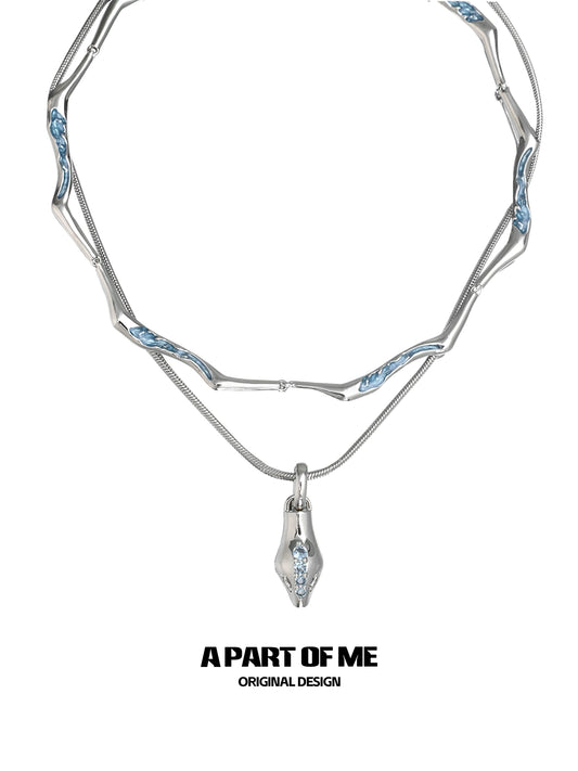 Stacked Blue Snake Necklace