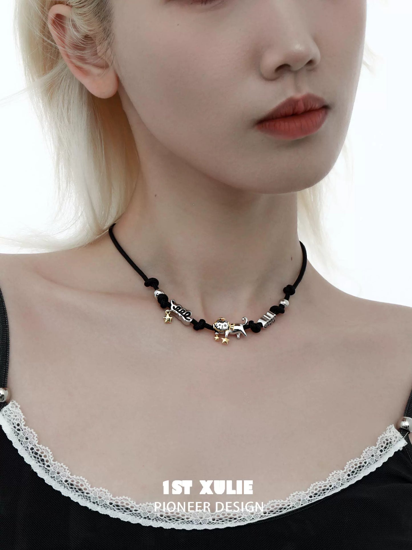 Y2K Cute Kitty Leather Necklace