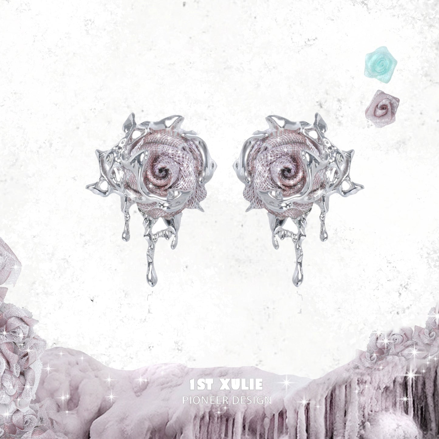 Grace Velvet Rose Stud Earrings