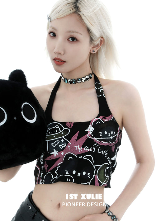 Y2K Cool Midnight Owl Choker