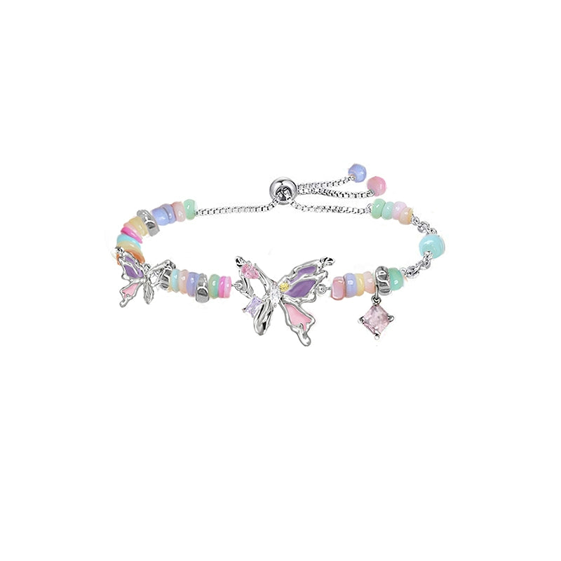 Oil-Paint Butterfly Bead Bracelet
