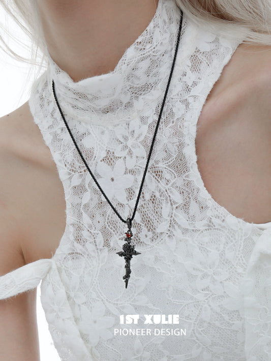 Diablo Rose Cross Necklace