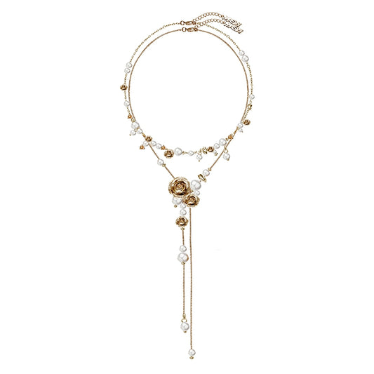 Vintage Rose Pearl Necklace