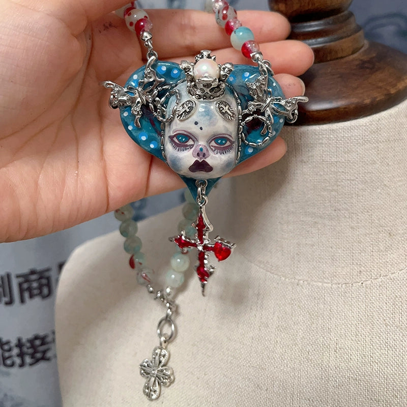 Necklaces-Ersan Tongsheng Necklace Niche Original Baby Design Diablo Subculture Punk Wind y2k Diablo Spice Girl Collarbone Chain