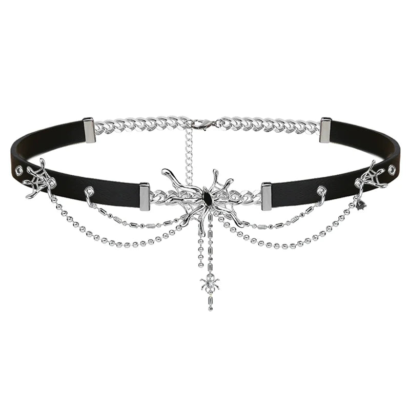 Hip Hop Spider Leather Choker