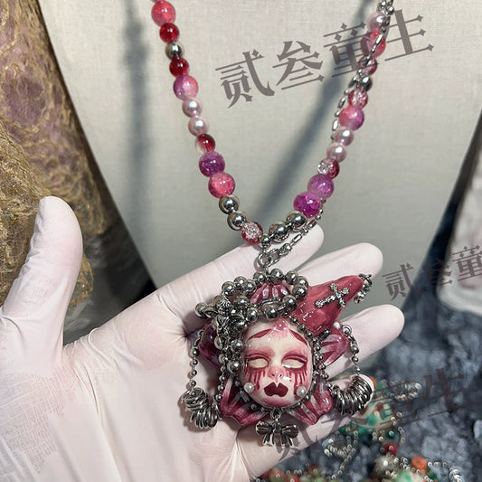 Necklaces-Ersan Tongsheng Original Handmade Necklace Spice Girl Sweet Cool Futuristic Subculture Niche High-end Light Luxury Heavy Industry Tide