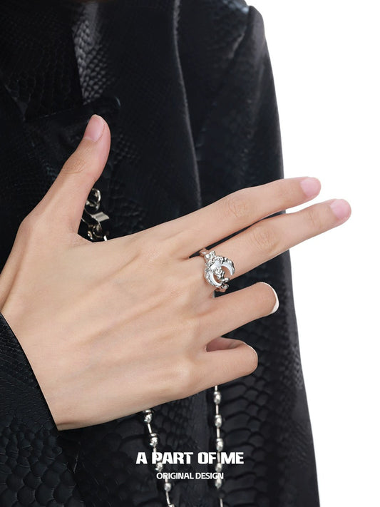 Bone Orchid Moon Ring