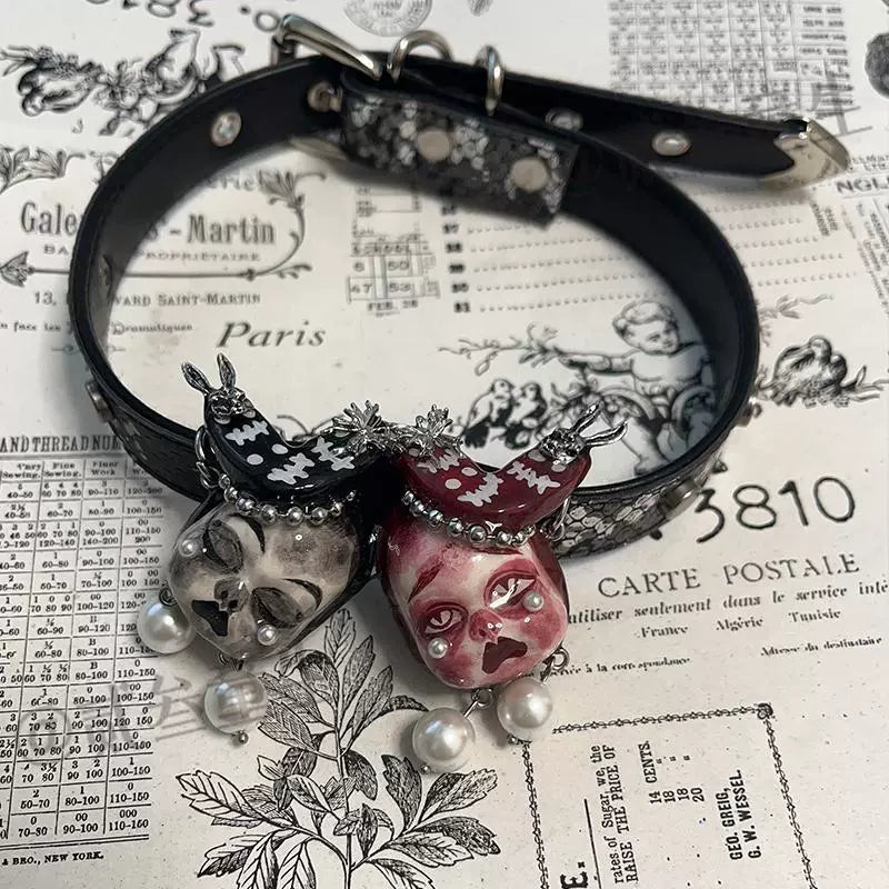 Choker-Ersan Tongsheng Original Niche Design Advanced Sense Dark Niche Design Dark Necklace Punk Asian Choker