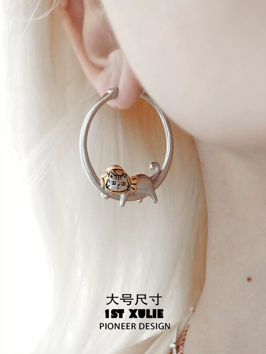Cute Cat Loop Earrings