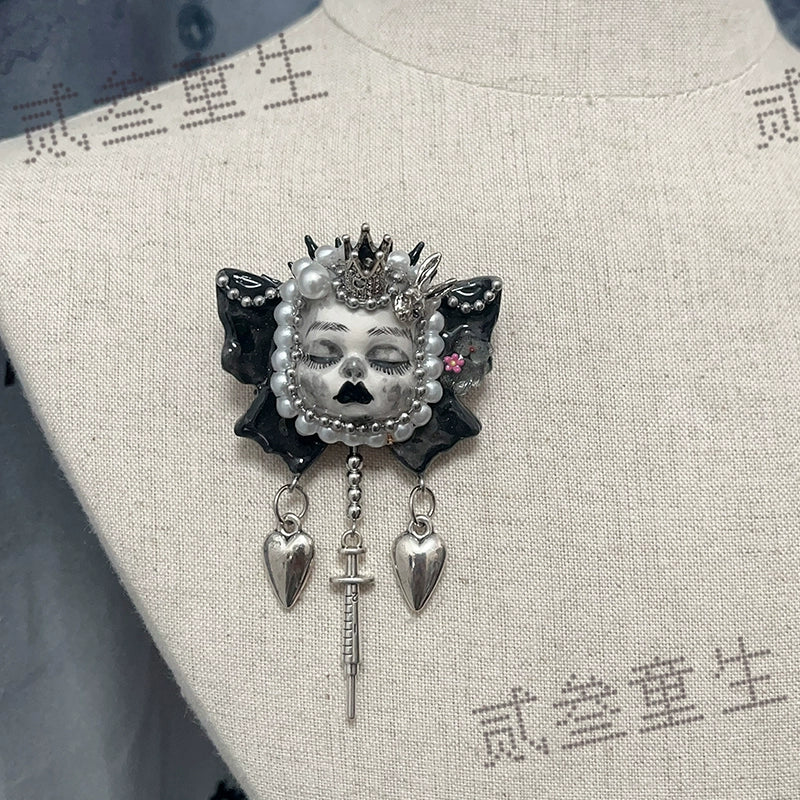 Necklaces-Ersan Tongsheng Original Handmade Clay Spice Girl Butterfly Goth Dark Wind Doll Niche Millennium Subculture Necklace