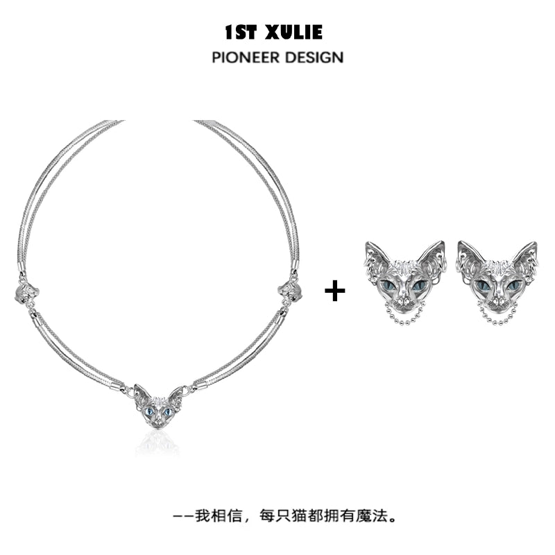 Sweet Cool Cat Clavicle Necklace