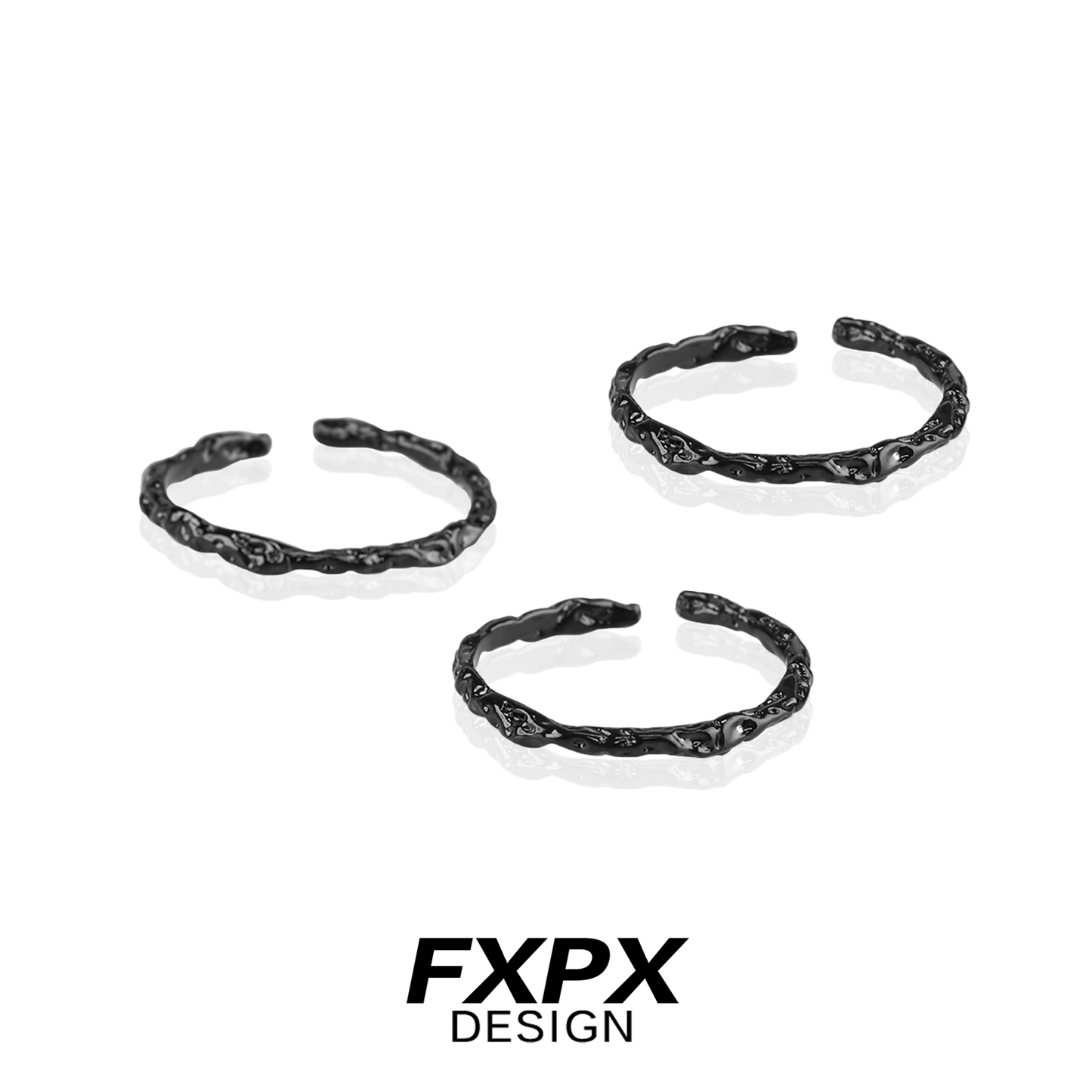 Black Tinfoil Texture Ring