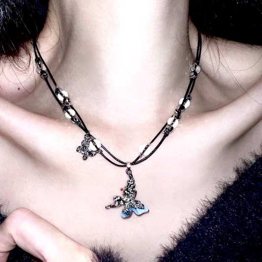 "Ink Butterfly" Beaded Necklace