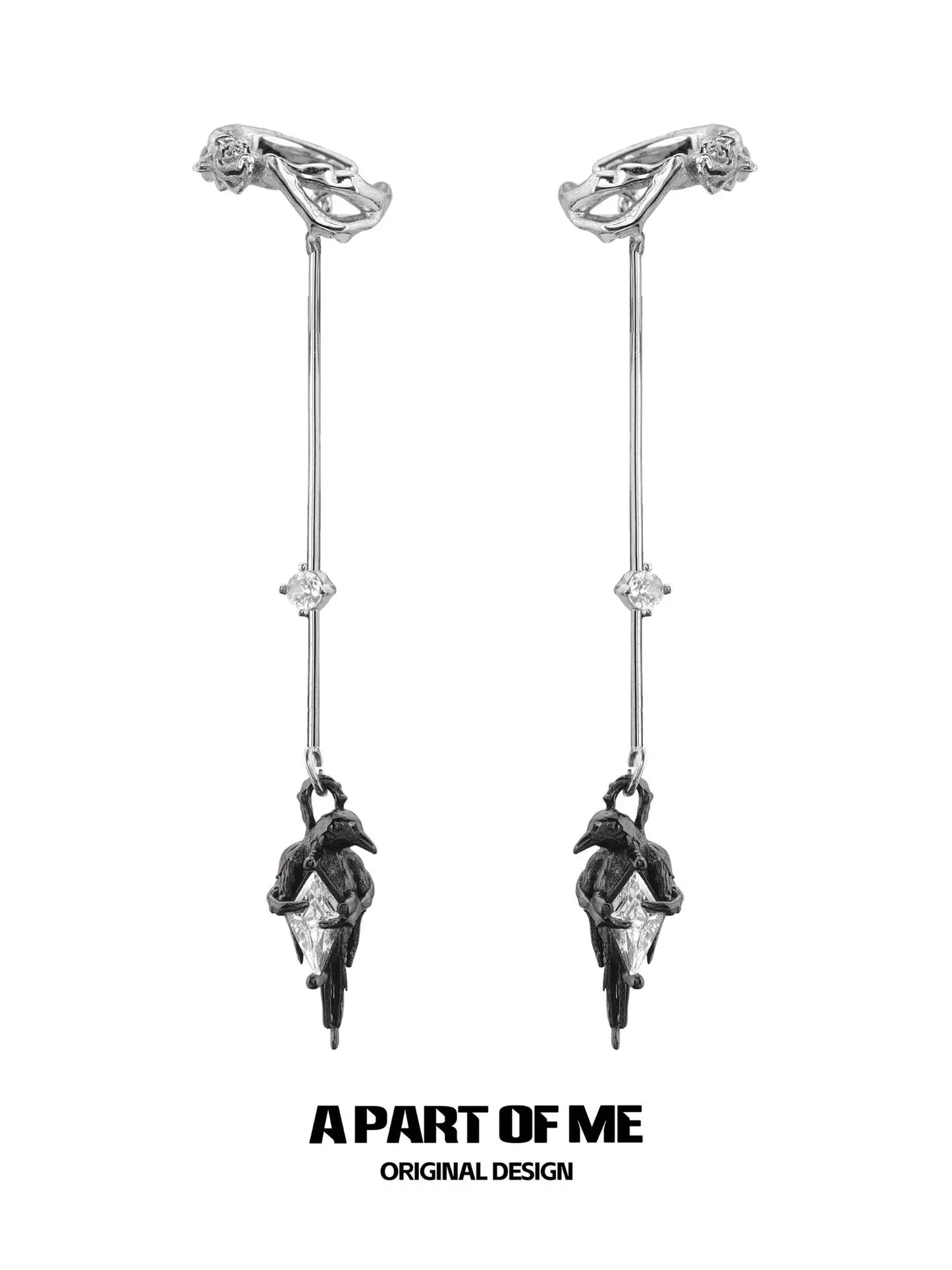 Raven Gem Ear Clips