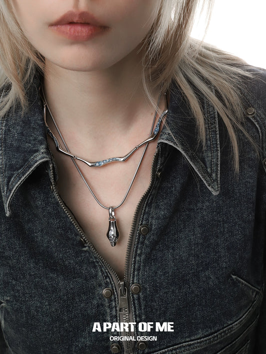 Stacked Blue Snake Necklace
