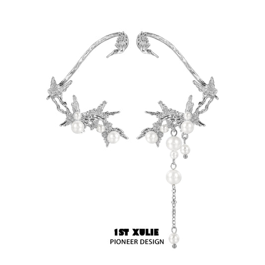 Chic Pearl Butterfly Ear Clips