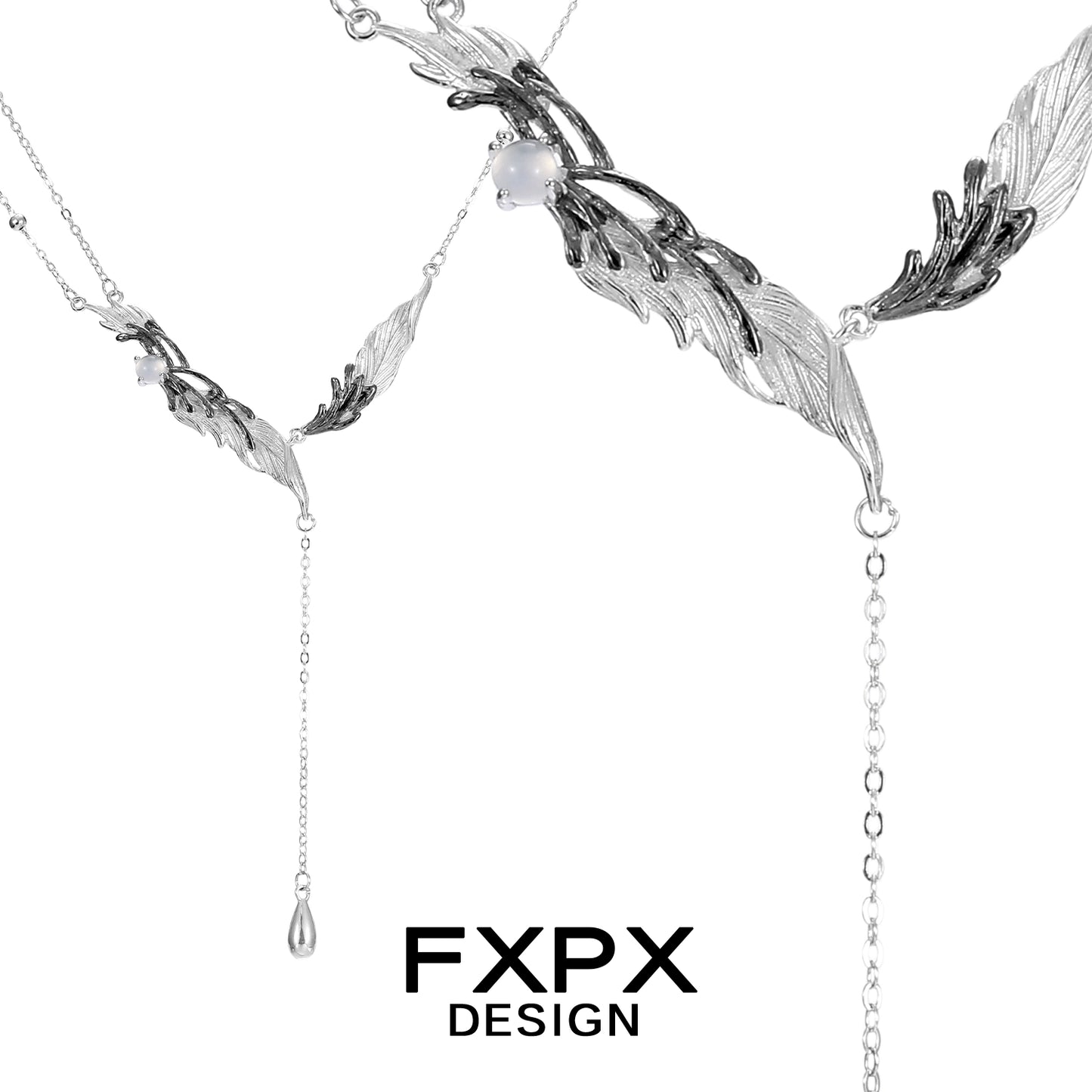Y2K Black Feather Necklace