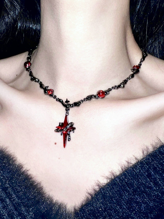 "Sanguine Thorns" Lava Necklace
