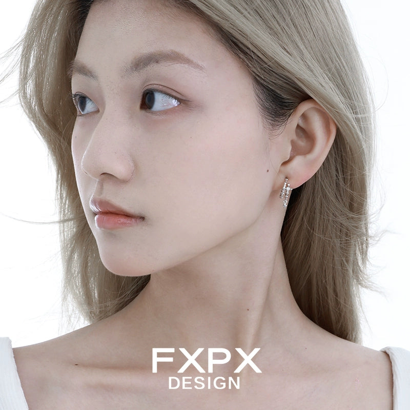 Geometry Frozen Silver Earrings