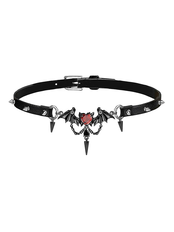 Demon Wings Leather Choker