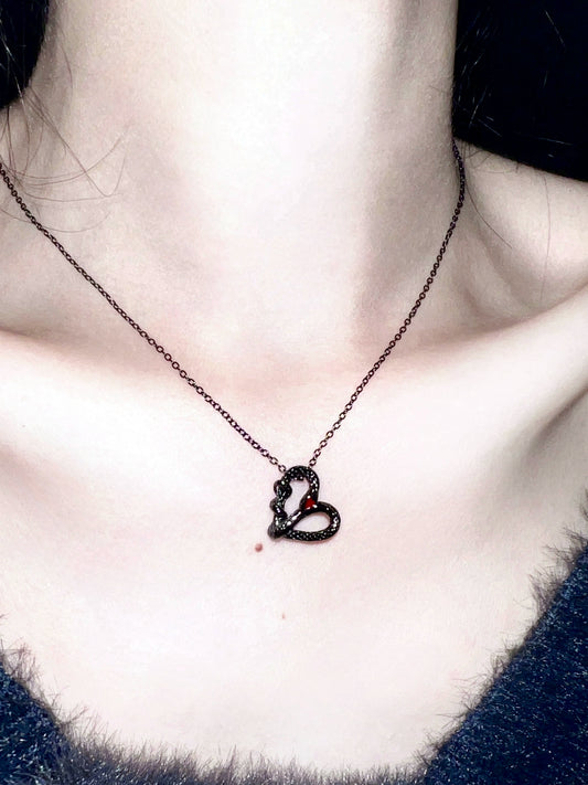 "Snake Heart" Black Gold Necklace
