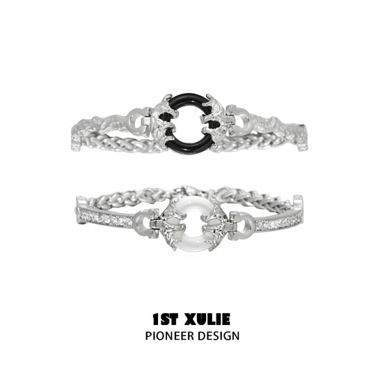 Black & White Titanium Steel Couple Bracelet