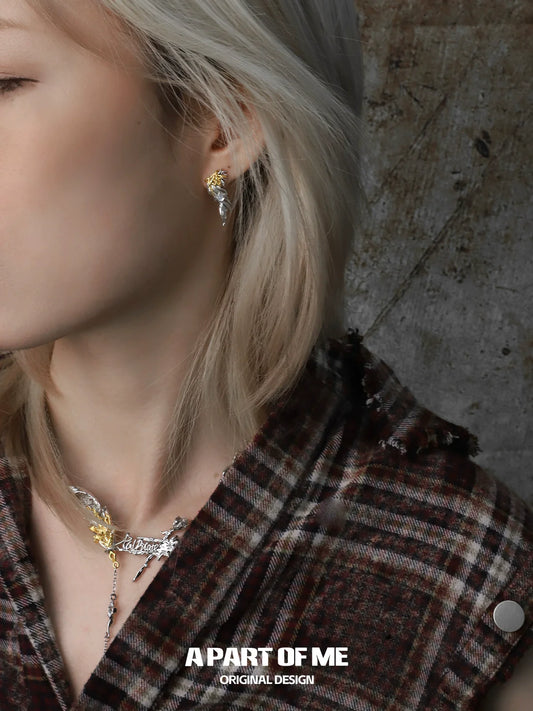 Golden Feather Agate Earrings