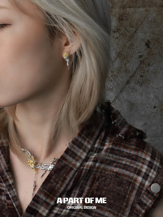 Golden Feather Agate Earrings