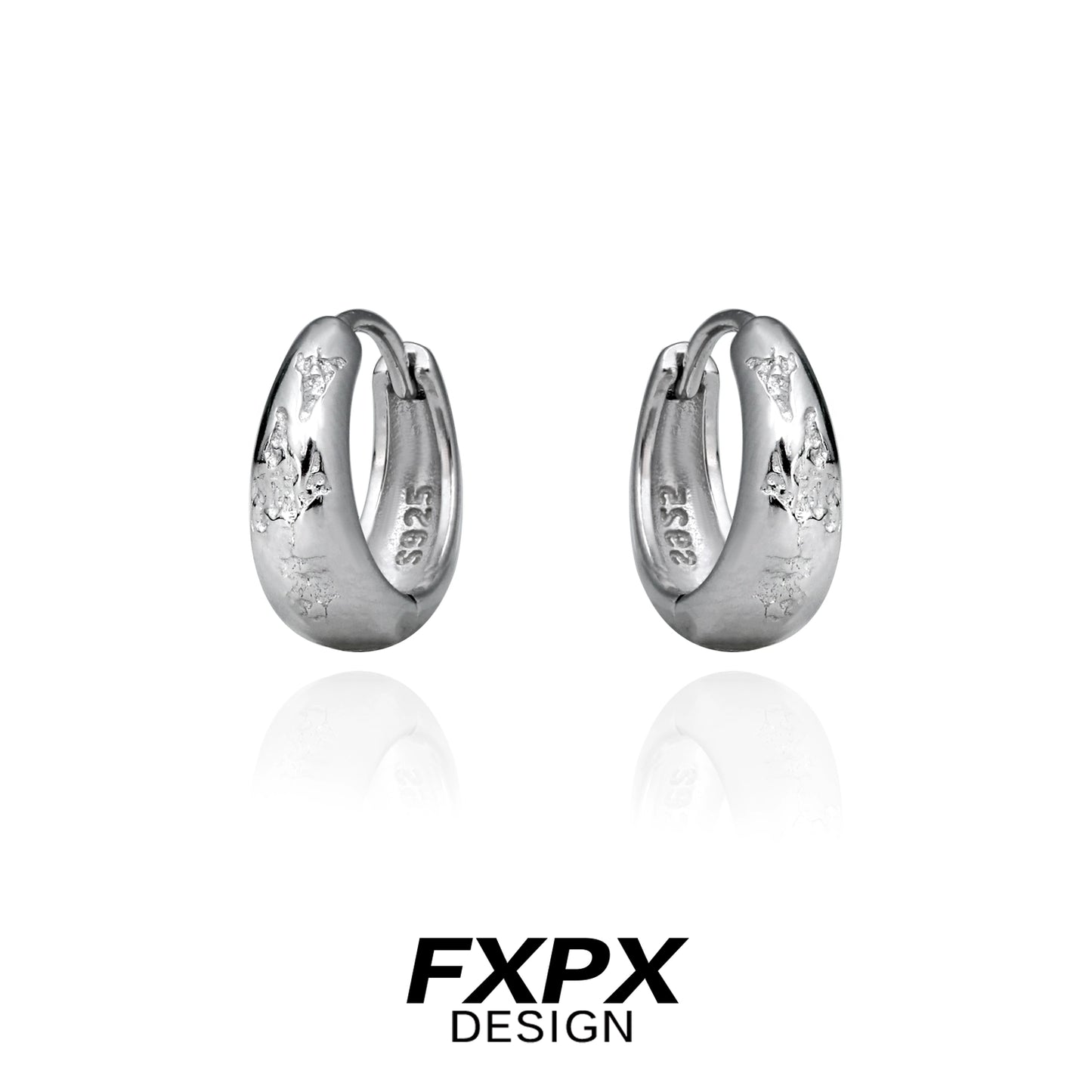 Metallic Fracture Silver Ear Clips