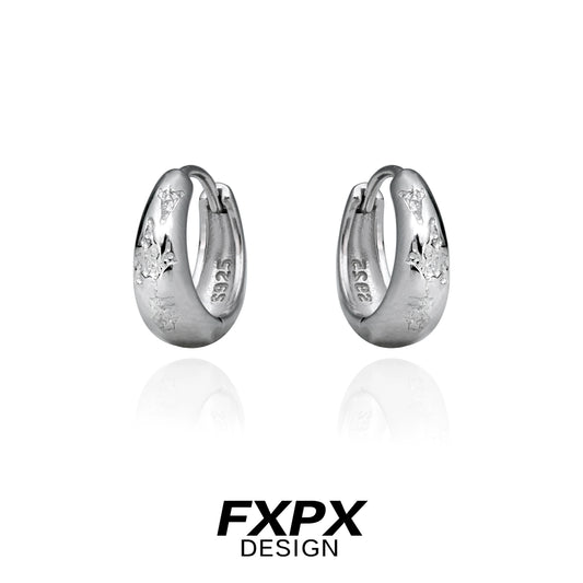 Metallic Fracture Silver Ear Clips